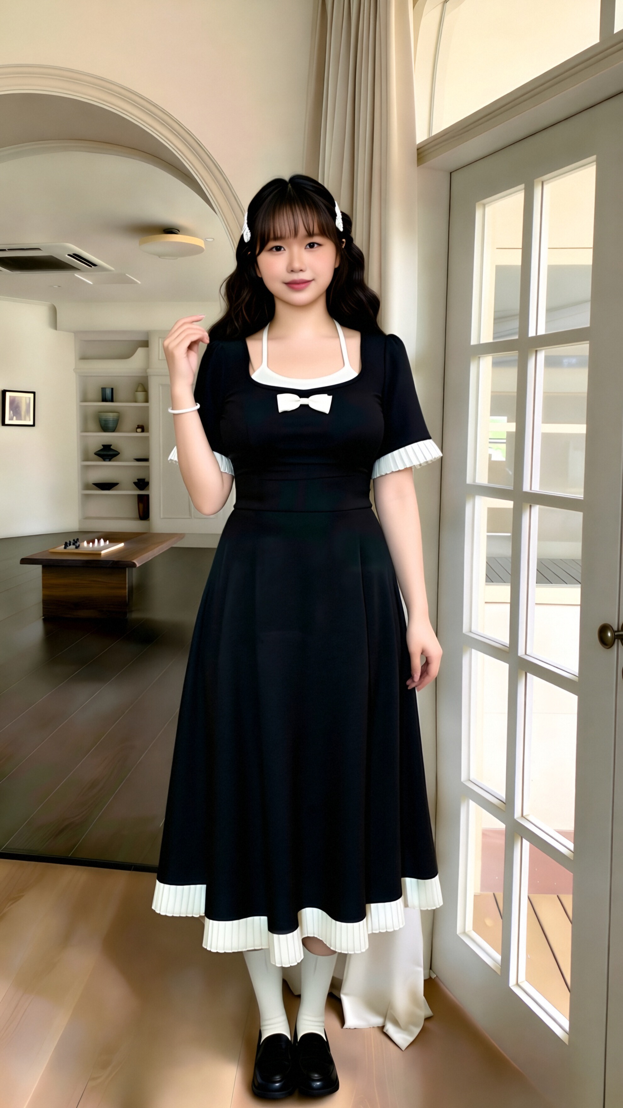2026 새로운 지방 mm 여름 품격 배색 작은 대중 슬림해 보이는 광장 칼라 디자인 센스 패션 잘 생긴 롱 코트 드레스