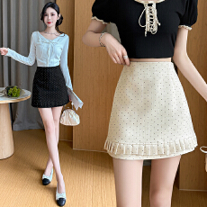 批发实拍  波点<b class='q'>短裙</b>女春夏款<b class='q'>高腰</b>a字辣妹包臀裙半身裙