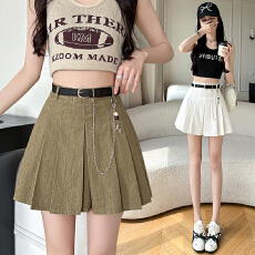 批发实拍 A字高腰<b class='q'>百褶</b>短裙女春夏款时尚复古显瘦牛仔<b class='q'>半身裙</b>潮