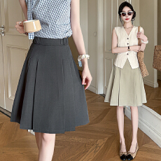 批发实拍 韩系西装<b class='q'>百褶</b>裙女春夏高腰气质<b class='q'>半身裙</b>百搭中长裙