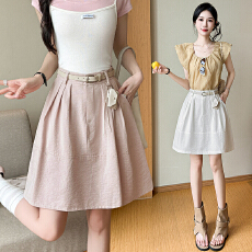 批发实拍 高腰花苞半身裙女春夏款韩版简约气质显瘦a字短裙蓬蓬裙