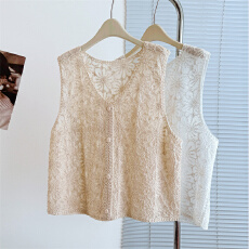 批发实拍<b class='q'>大码</b>女装夏季新款镂空无袖背心宽松休闲百搭无袖马甲