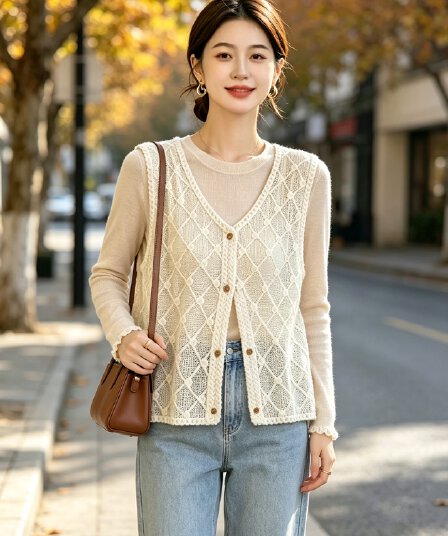 실사 빅 사이즈 여성 새로운 고급 센스 다용도 홀로우 아웃 자수 보헤미안 스택 착용 오픈 가디건 베스트 외부 잡아라. 의류