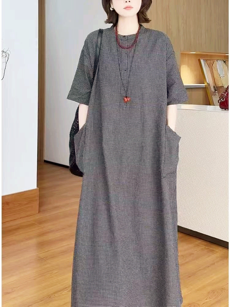 2026 여름 새로운 슬림해 보이는 반팔 여성 드레스 루즈핏 캐주얼 다용도 패션 품격 작은 대중 길다 치마