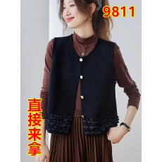 批发小香风气质木耳边针织马甲女2025秋冬新款高级感叠穿无袖背心上衣