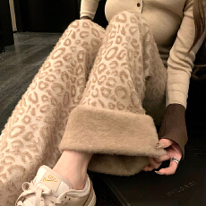 批发加绒加厚提花水貂绒打底裤女秋冬外穿保暖针织睡裤<b class='q'>紧身</b>弹力<b class='q'>小脚裤</b>