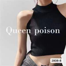 批发实价欧美无袖窄肩性感<b class='q'>背心</b>挂脖外穿修身<b class='q'>露</b><b class='q'>脐</b>显瘦收腰螺纹针织上衣