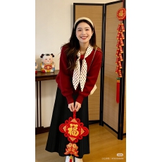 批发有货慵懒风软糯舒适长袖针织衫上衣秋冬时尚波点领巾毛衣