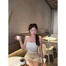 2026夏季新款女装纯欲风重工闪钻修身针织抹胸背心女打底内搭上衣