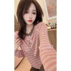 批发少女感拼色防晒薄款长袖针织<b class='q'>开衫</b>2026夏新款时尚减龄显白百搭小衫