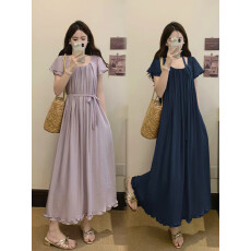 批发实拍大码女装胖MM春夏法式绝美茶歇连衣裙可两穿配腰带显瘦长裙