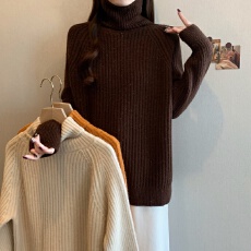 批发实拍<b class='q'>大码</b>女装秋冬胖MM高领加厚毛衣简约百搭显瘦打底衫内搭上衣