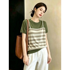 批发<b class='q'>大码</b><b class='q'>女装</b>夏季胖MM显瘦假两件冰丝针织衫时尚减龄百搭短袖t恤<b class='q'>上衣</b>