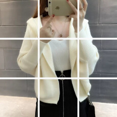 批发2025新款韩版潮外搭宽松<b class='q'>秋装</b>女连帽针织衫女开衫短款<b class='q'>外套</b>女毛衣