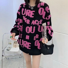 批发字母毛衣<b class='q'>女</b>宽松韩版欧洲站2025秋冬新款套头慵懒风休闲卫衣外套潮