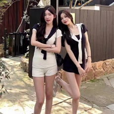 批发邱肉瑶 气质轻熟风修身t恤短裙套装女<b class='q'>夏</b>季新款显瘦简约三件套