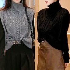 批发时髦双面穿马甲<b class='q'>毛衣</b>女秋冬高领叠穿上衣气质百搭软糯羊绒衫<b class='q'>背心</b>潮