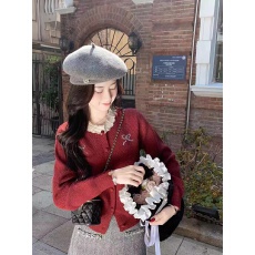 批发鱼兔子的兔子千金小香风撞色针织上衣女2026春秋新款穿搭毛衣开<b class='q'>衫</b>