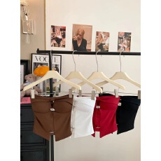 批发新款御姐钻石镂空不规则设计抹胸美背显瘦修身固定杯女上衣