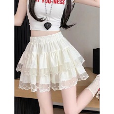 批发白色蕾丝蛋糕裙半身裙女春夏高腰显瘦小个子a字裙公主蓬蓬裙短裙