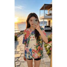 批发2026跨境夏季女士短袖T恤时尚休闲舒适3D数码印花短袖上衣<b class='q'>女装</b>