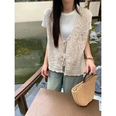 批发2026夏季新款宽松显瘦法式高级感纯色马甲<b class='q'>开衫</b>背心无袖上衣 <b class='q'>女</b>