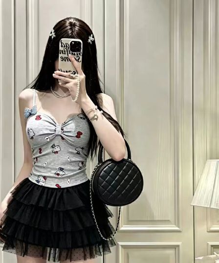 섹시함 순수한 욕망 핫걸 바람 만화 패턴 프린트 나만의 것을 가져와 라. 가슴 패드 슬립 슬림해 보이는 다용도 여성 조끼