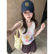批发韩系花朵印花吊带针织<b class='q'>背心</b>女夏季修身显瘦时尚小众气质百搭上衣