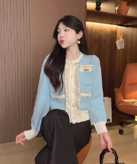 인기 오픈 가디건 스웨터 여성 짧은 한국 스타일 작은 샤넬 스타일 프랑스식 작은 청신 연령 감소 캐주얼 다용도 스웨터 코트