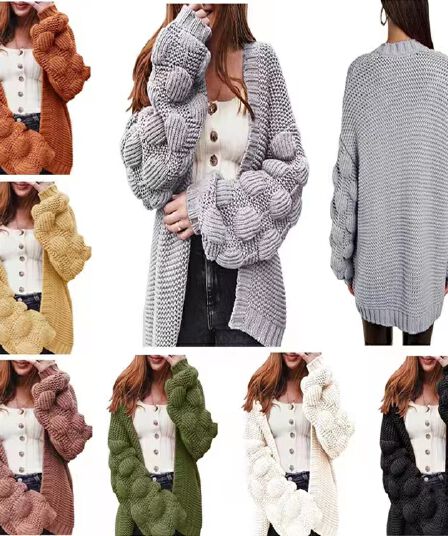 AliExpress 아마존 유럽과 미국 국경 간 대외 무역 오픈 가디건 스웨터 니트 스웨터 롱 코트 루즈핏 두꺼움 여성 코트