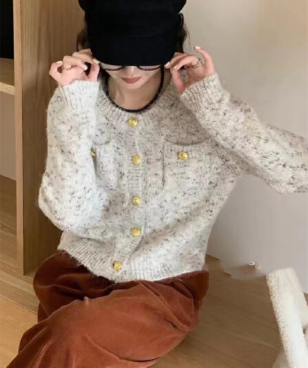 한국 스타일 가을 겨울 대외 무역 작은 샤넬 스타일 재킷 인사이드 가져 가라. 니트 오픈 가디건 맨위 캐주얼 긴팔 싱글 줄 버튼 니트 스웨터