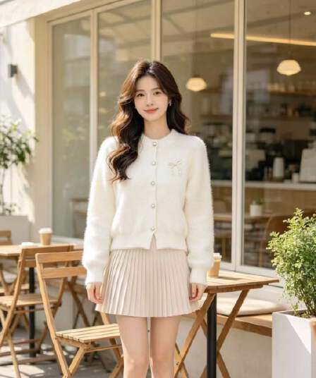 작은 샤넬 스타일 밍크 플리스 오픈 가디건 스웨터 여자 가을 겨울 신제품 루즈핏 학원 스타일 니트 스웨터 외출용 재킷