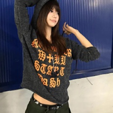 批发美式<b class='q'>街头</b>哥特风V领连帽毛衣男女ins潮宽松慵懒针织衫上衣
