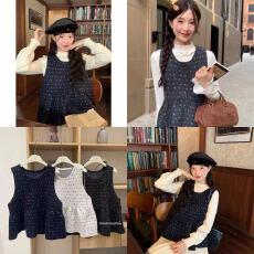 批发韩系爱心碎花圆领无袖马甲针织衫女春秋新款<b class='q'>甜美</b>减龄叠穿背心上衣