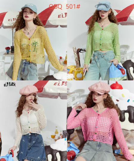 유럽 역 홀로우 아웃 루즈핏 외부 가져 가라. 얇은 스타일 오픈 가디건 여성 2026 여름 도파민 니트 스웨터 맨위