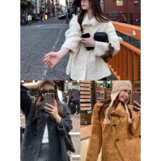 批发im向重工绞花牛角扣翻领慵懒麻花<b class='q'>毛线</b>衣女秋羊毛毛衣<b class='q'>外套</b>