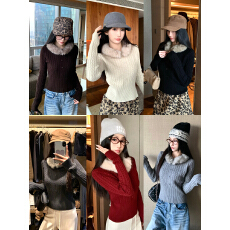 批发实拍 红色套头毛领可拆卸麻花毛衣<b class='q'>女</b>韩系复古显瘦百搭针织上衣