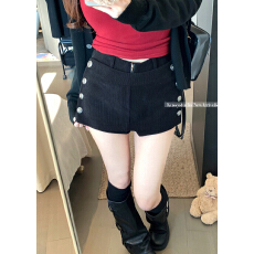 批发实拍 复古低腰辣妹灯芯绒裙裤可拆卸纽扣半身裙显瘦防走光靴裤