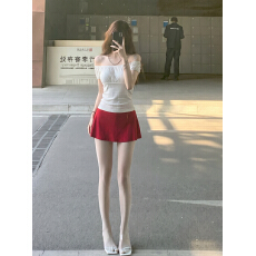 批发实拍 夏季<b class='q'>一字肩</b>短袖T恤女美式辣妹泡泡袖修身显瘦露肩短上衣