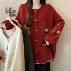 批发大码胖mm秋冬季新款韩系毛绒小马设计感宽松针织开衫<b class='q'>毛衣</b>