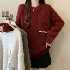 批发<b class='q'>大码</b>胖mm秋冬季新款慵懒风套头针织内搭<b class='q'>打底衫</b>毛衣高级感上衣