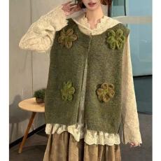 批发复古慵懒风重工立体花朵软糯<b class='q'>针织</b>马甲女秋季宽松显瘦叠穿<b class='q'>背心</b>马夹