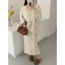 批发大码胖mm2025秋冬季新款设计感显瘦针织衫针织半身裙两件套女装