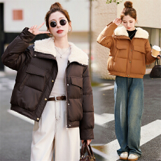 批发实拍大码棉服胖妹妹冬季新款韩版宽松加厚面包服小个子棉衣