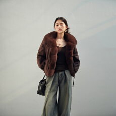 批发复古大毛领派克服女<b class='q'>短款</b>2026新款加厚宽松保暖仿<b class='q'>皮草</b>夹棉服外套冬