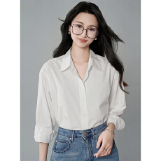 批发【双层四面弹】 春秋内搭白色衬衫女衬衣上衣<b class='q'>休闲</b>韩版宽松