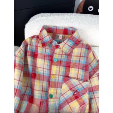 批发【实价】学院风慵懒彩色<b class='q'>格子</b>刺绣<b class='q'>衬衫</b>女设计感宽松显瘦<b class='q'>衬衣</b>