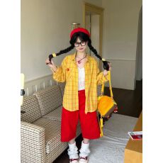 批发【纯棉原版面料，实价】黄色格子刺绣设计感长袖衬衣小众