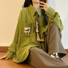 批发【实价，领带另算4元】秋美式复古灯芯绒领带<b class='q'>衬衫</b><b class='q'>情侣</b><b class='q'>装上</b>衣