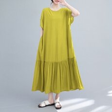 批发实拍圆领宽松大码连衣长裙